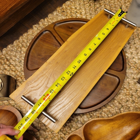 Handmade in USA Rustic Raw Edge Charcuterie Board Tray Serving Honey Oak Natural - Picture 6 of 6